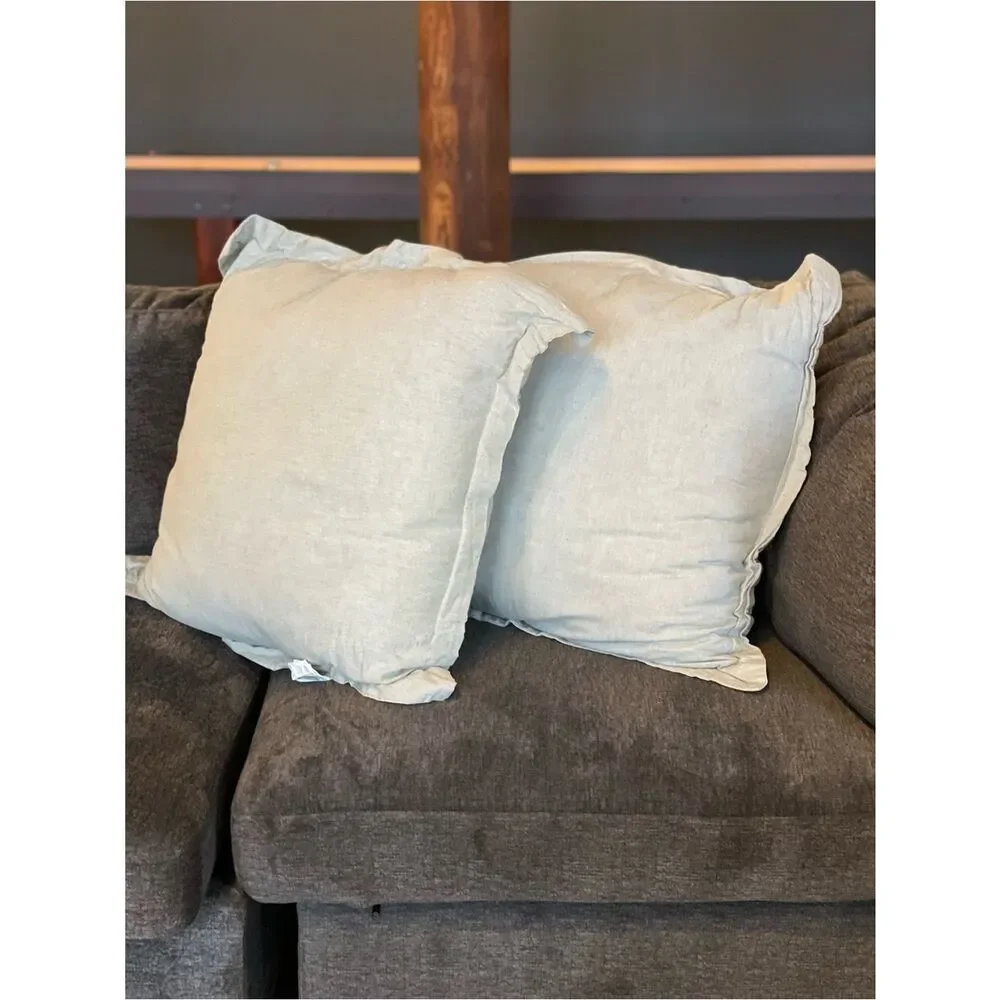 Threshold Light Green Chambray Euro Decorative Linen Throw Pillows - Set of 2